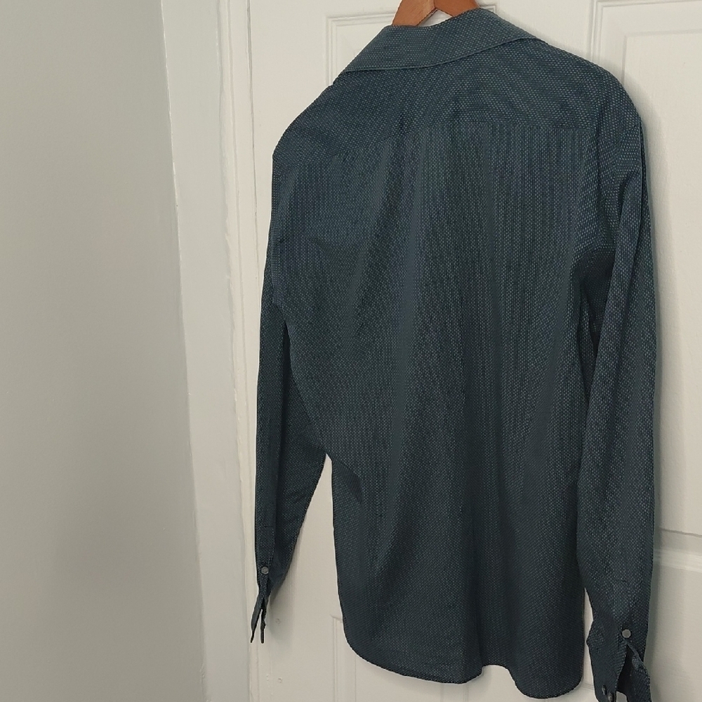 John Varvatos Dark Teal Casual Button Down Shirt - Picture 6 of 6